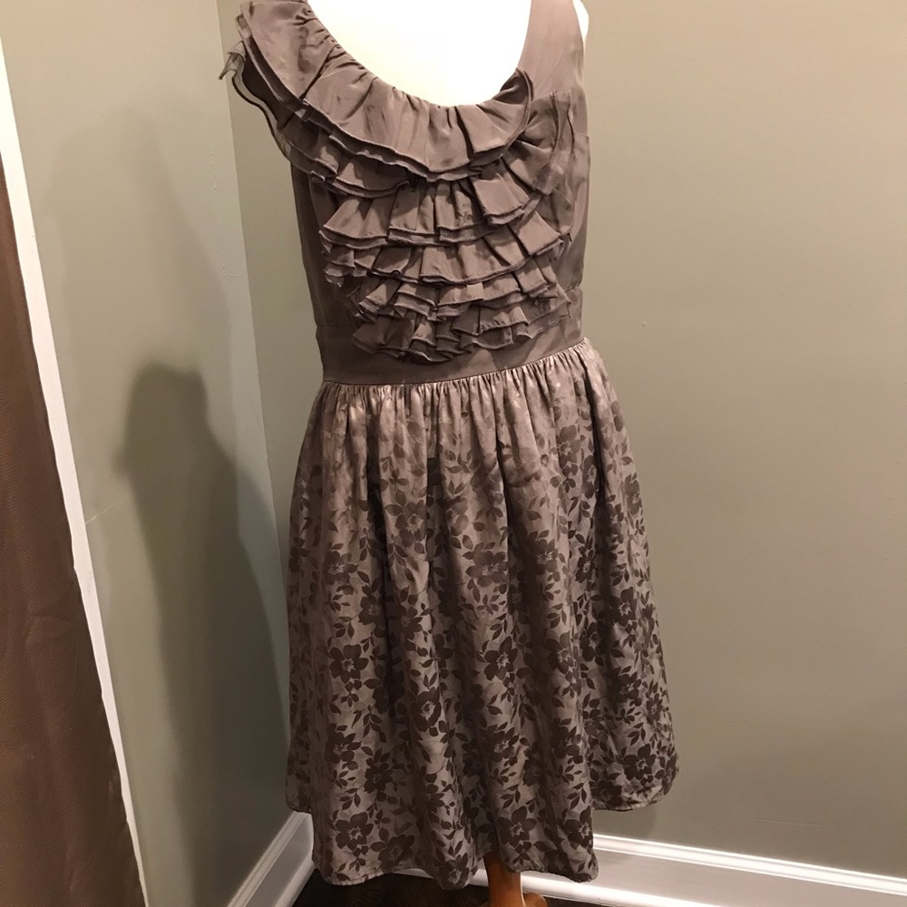 3 for $75! Ruffle breast grey dress